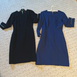 J. Crew bundle of two Ponte Knit dress ¾ Sleeve Zippers, Blue  and black size 0